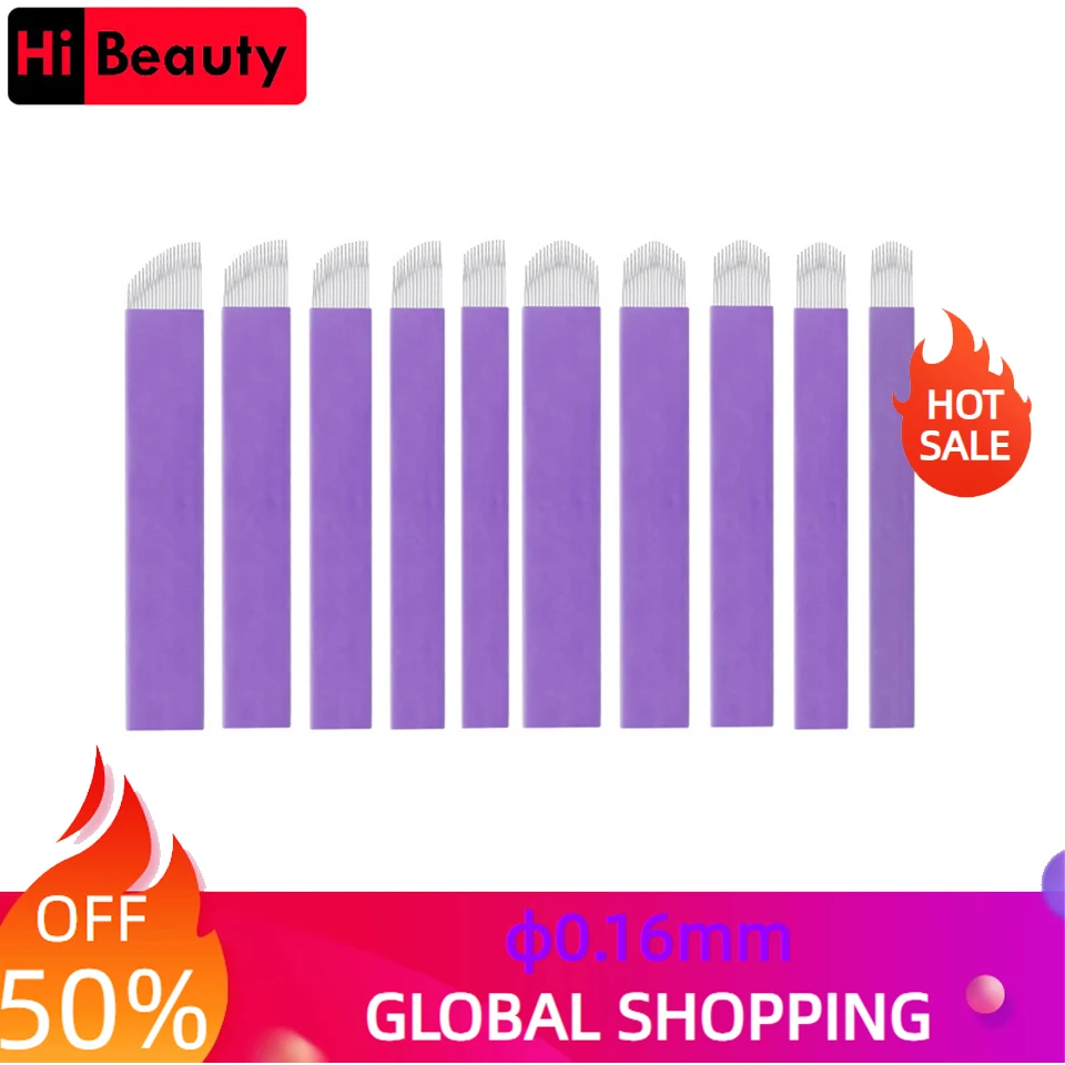 Jarum alis Tebori sekali pakai, jarum tato Manual 0.16mm untuk bordir 3D bibir Alis, pena tato riasan permanen