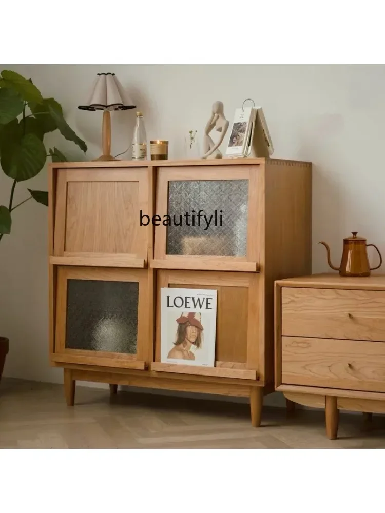 

Nordic Solid Wood Simplicity Modern Dining Side Tea Locker Living Room Book Magazine Cabinet Sofa Edge Chest of Drawers