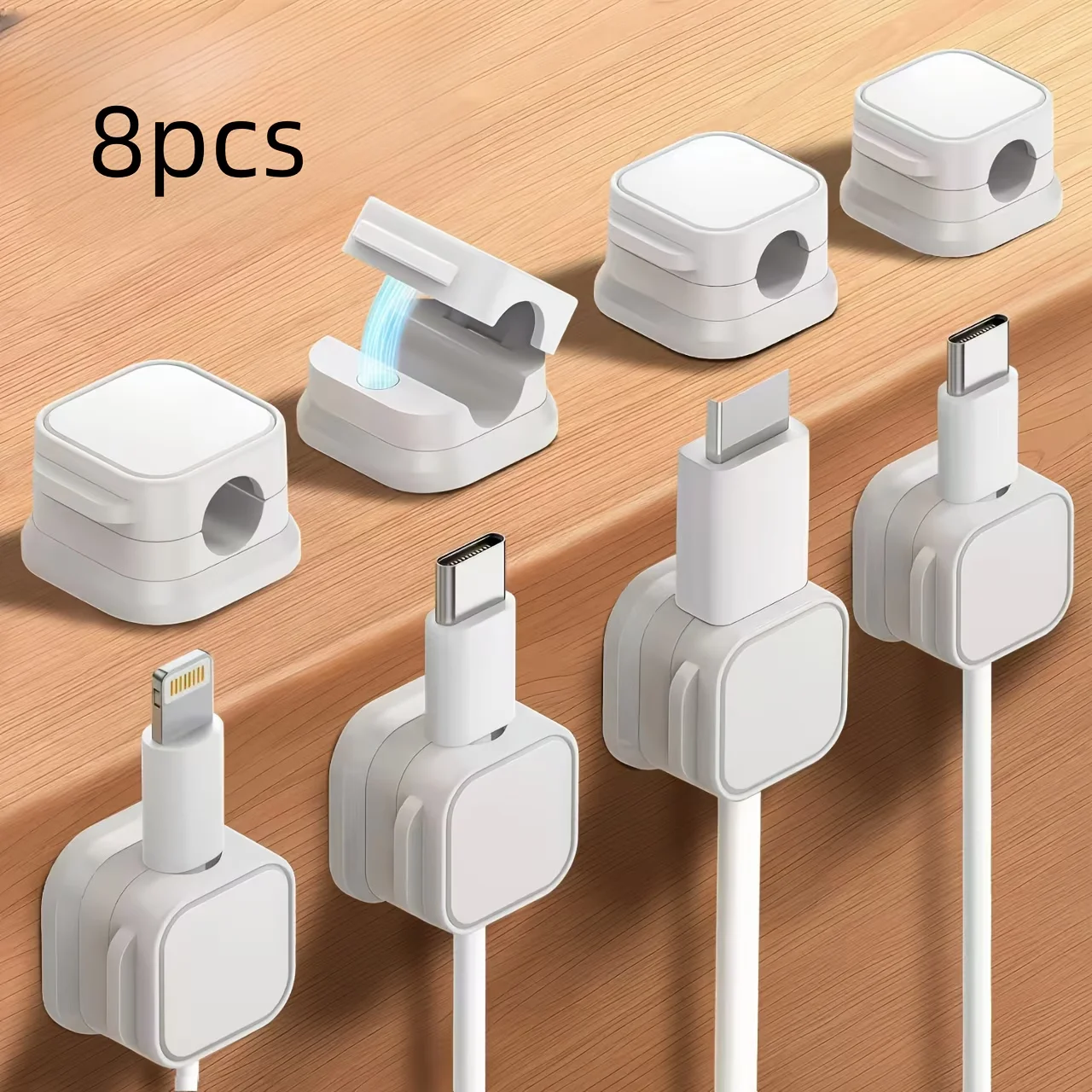 8Pcs Self-adhesive Cable Clips, No Drill Wire Organizer Holder for Home Cable Management