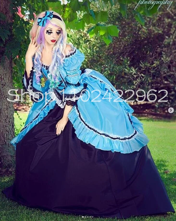 Vestidos góticos de alisin Wonderland para baile de graduación, traje de pantalón, corsé victoriano con cordones, vestido de noche de Cosplay, tren de extracción, azul cielo