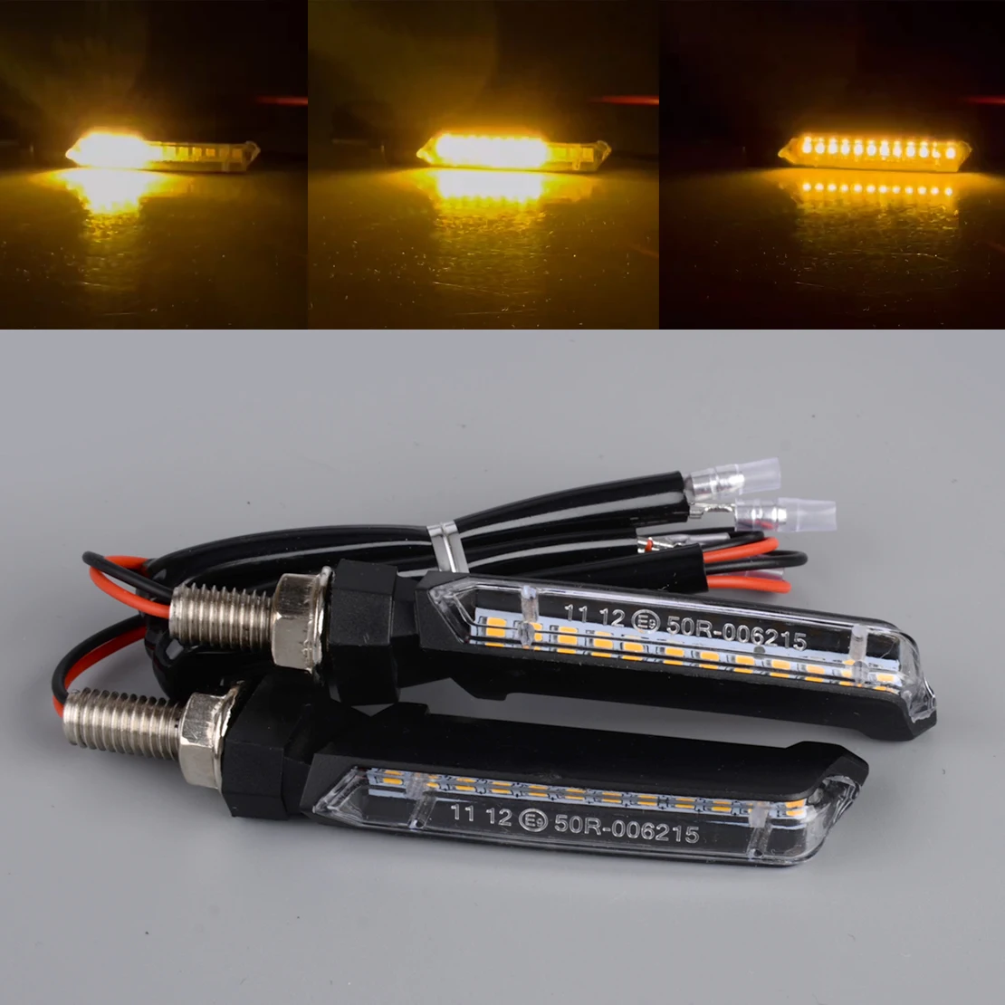 DWCX 2Pcs Motorcycle LED Turn Signal Indicator Flowing Running Light M8 12V Scooter 2 Wires Universal