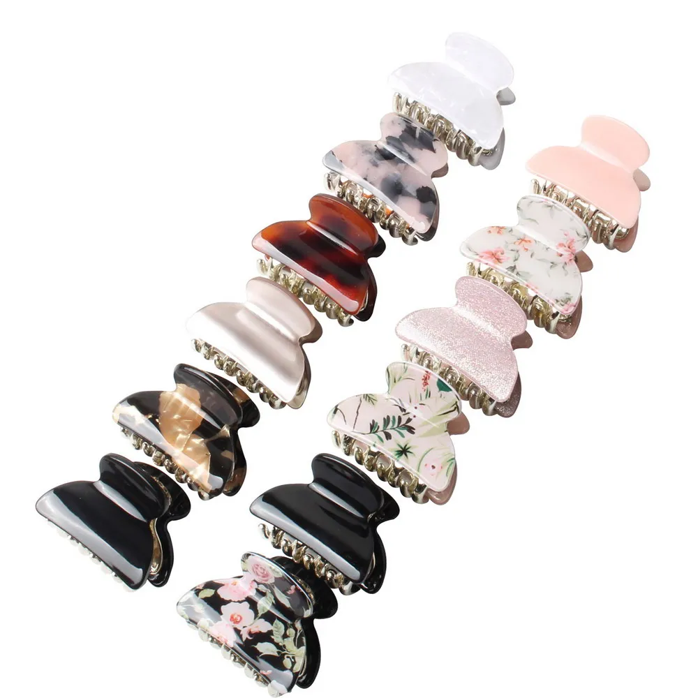 6PK kobiety spinki do włosów zaciski kraba urok Solid Color Lady małe akrylowe spinki do włosów dla dziewczyny narzędzie do układania włosów akcesoria do włosów