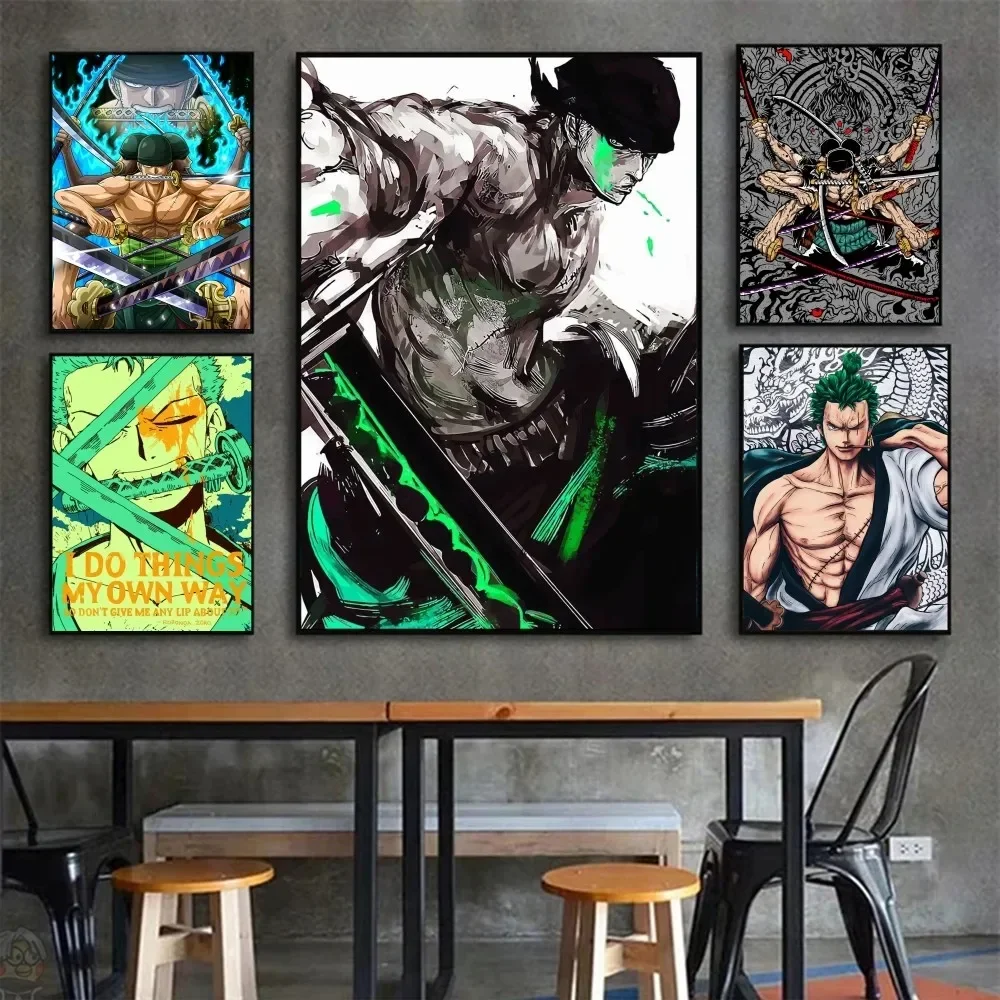 1pc One Piece Roronoa Zoro Poster Poster Stickers Art Wall Murals Decor Game Room Decor Gifts Kawaii HD Painting Cat Cars