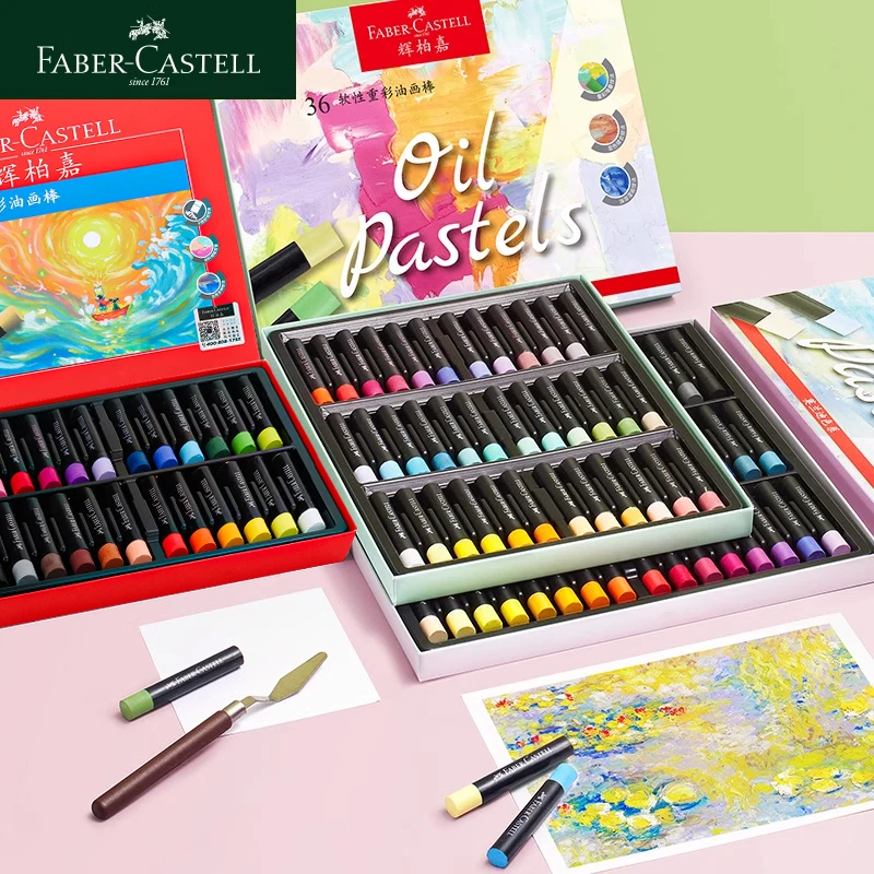 Faber-Castell 전문 헤비 컬러 오일 파스텔, 미술 그림 오일 크레용 미술 용품, 예술가, 학생용 24 36/48 세트 