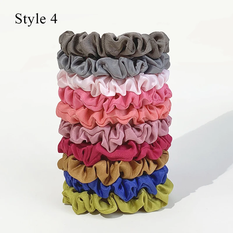 10pcs/set Colorful Skinny Elastic Hair Bands Satin Scrunchies Ponytail Holder Hair Rope Simple Hair Tie Fashion Hair Accessories