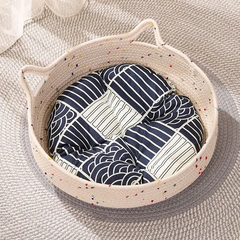 Four Seasons Cat Bed Woven Removable Upholstery Sleeping House Grinding Claws Dirty Resistant Washable Pet Supplies Accessories