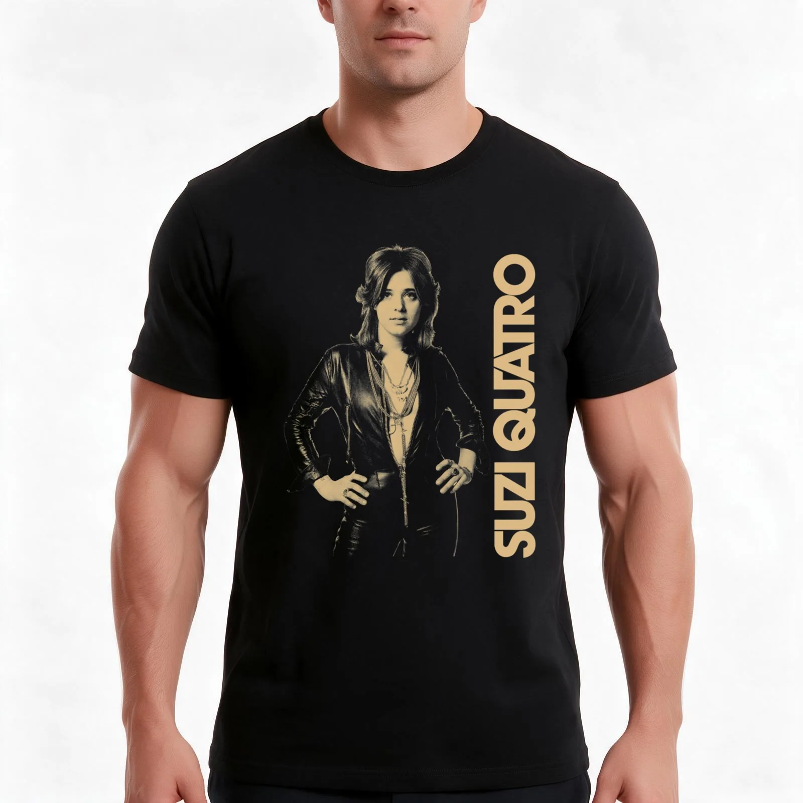 Suzi Quatro Rock And Singing Retro 2 T-Shirt, Summer Casual Cotton Tee, Oversized Streetwear Tops, Vintage Graphic Print