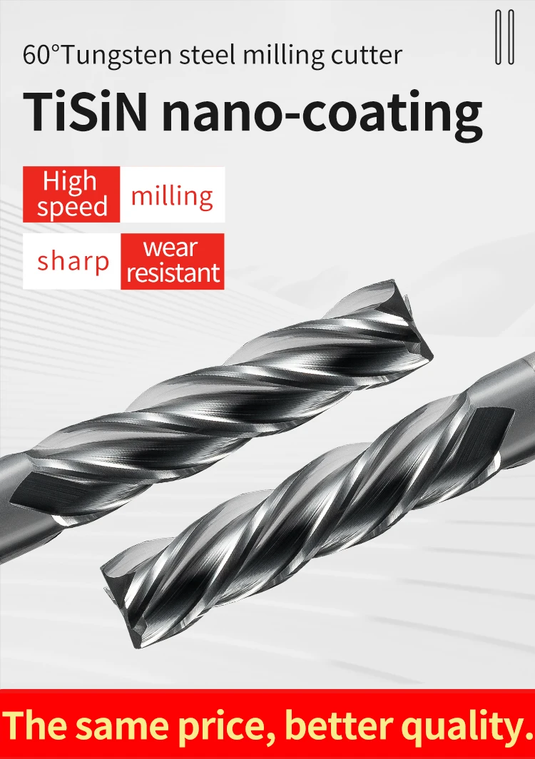 Legierter Wolframstahl HRC60 Fräser CNC-Schaftfräser 1,0mm-12,0mm für Stahlfräsmaschinen Top CNC-Bearbeitungswerkzeuge – Detail 1