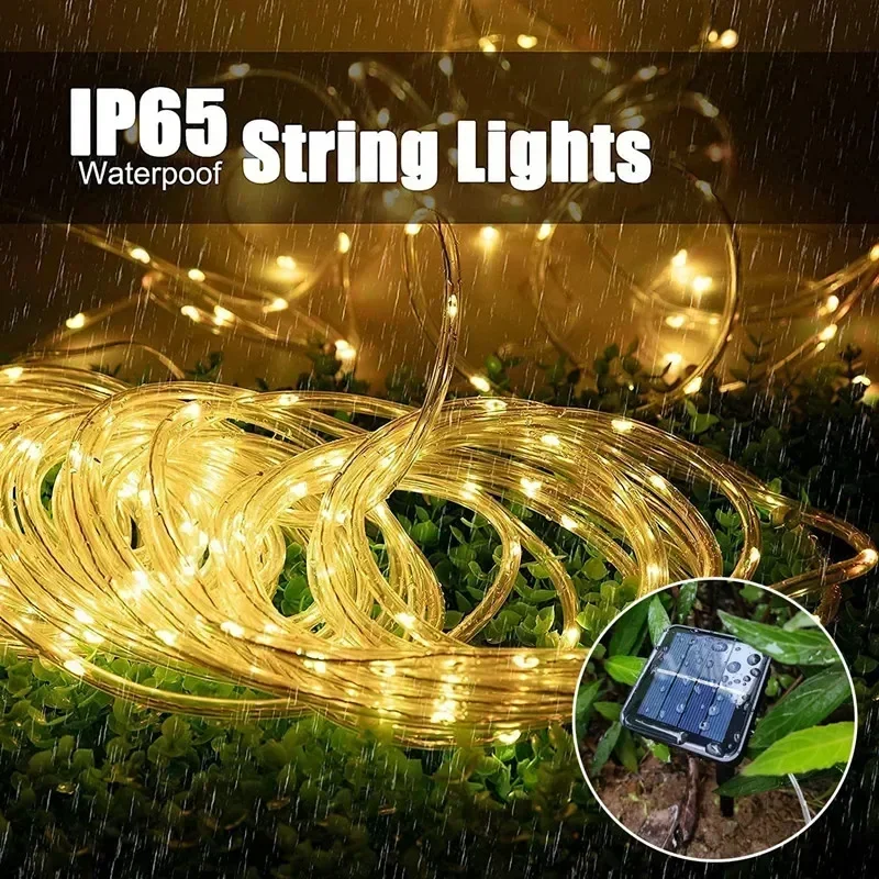 Imagem -02 - Impermeável Solar Led Light Lâmpada ao ar Livre Festoon Fairy String Light Decoração do Jardim Natal 300leds 32m