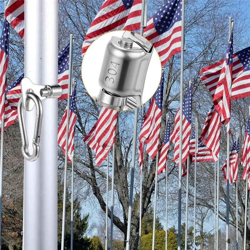 AB33-4 Pcs Flag Pole Clips Outdoor Garden Flagpole Clamps With Carabiner Adjustable Flagpole Clamps For Holding Flag