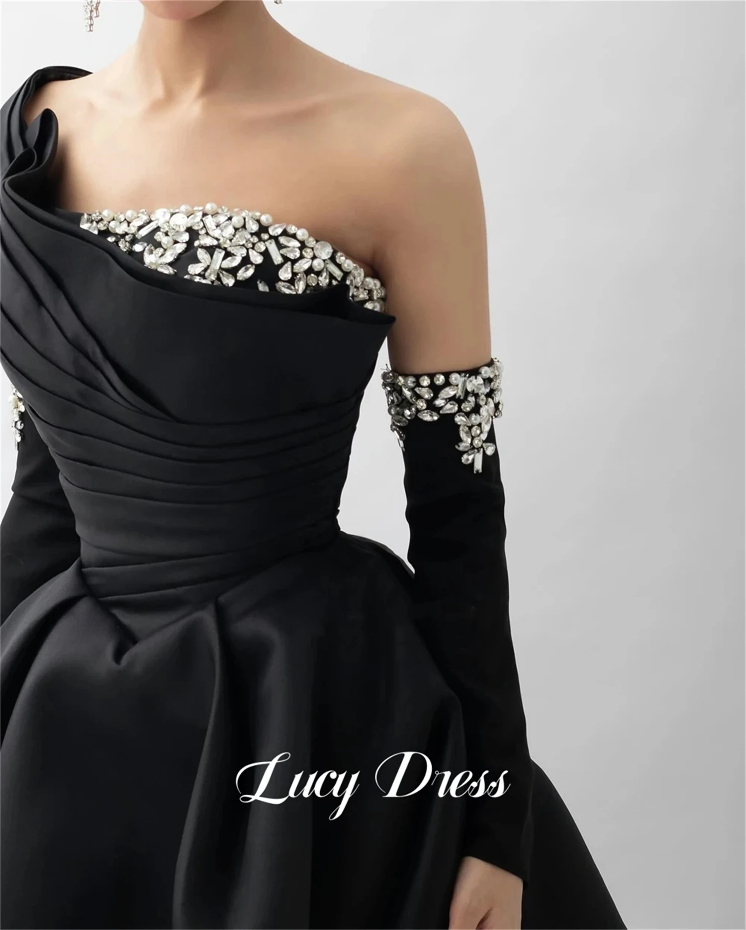 Lucy Formal Dress Ball Gown Evening Luxurious Decoration Line A Satin Black Elegant Woman Ceremony Dresses 2024