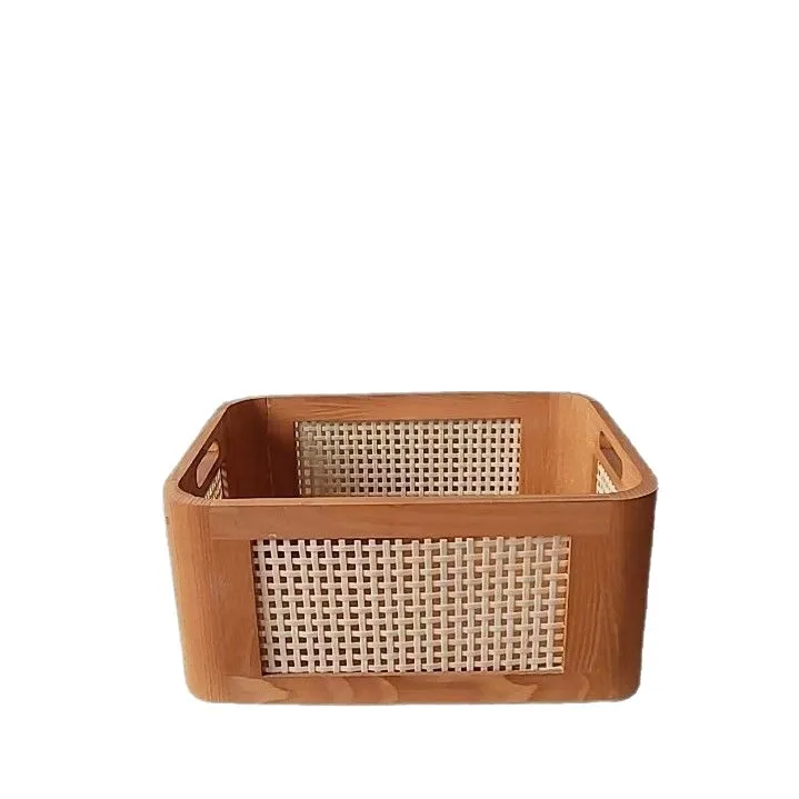 New rounded corner bamboo and wood woven stor age box Solid wood st orage basket Home storage Cosmetics toiletries  box