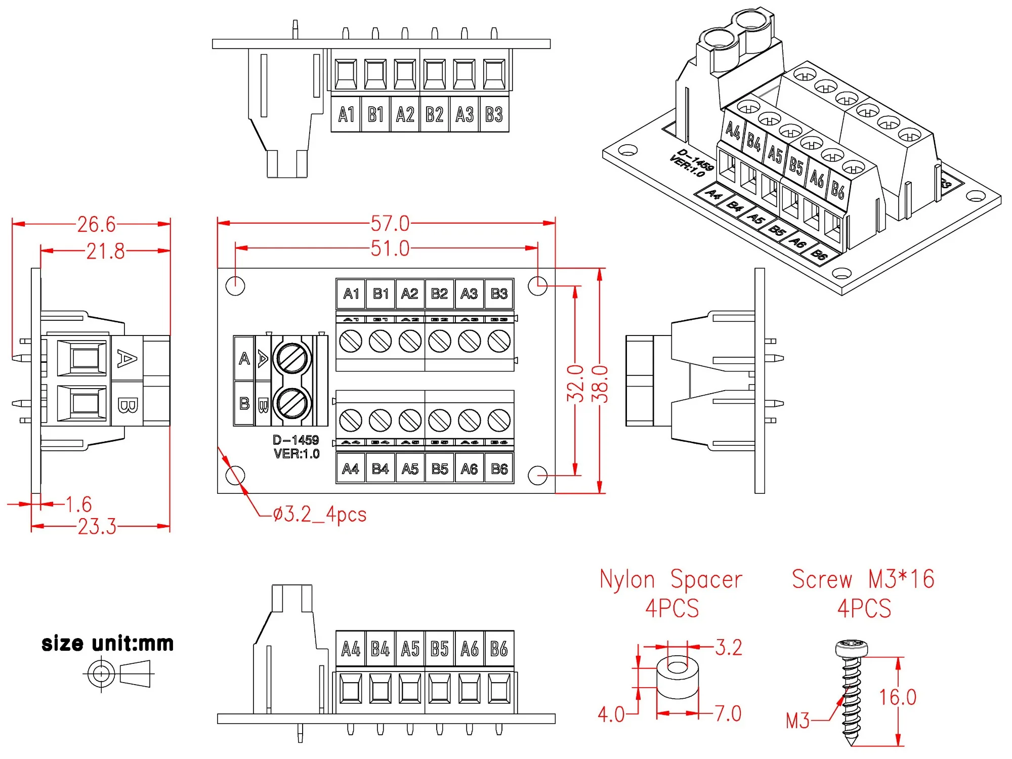 30Amp 48V 2x6 Position Terminal Block Distribution Module