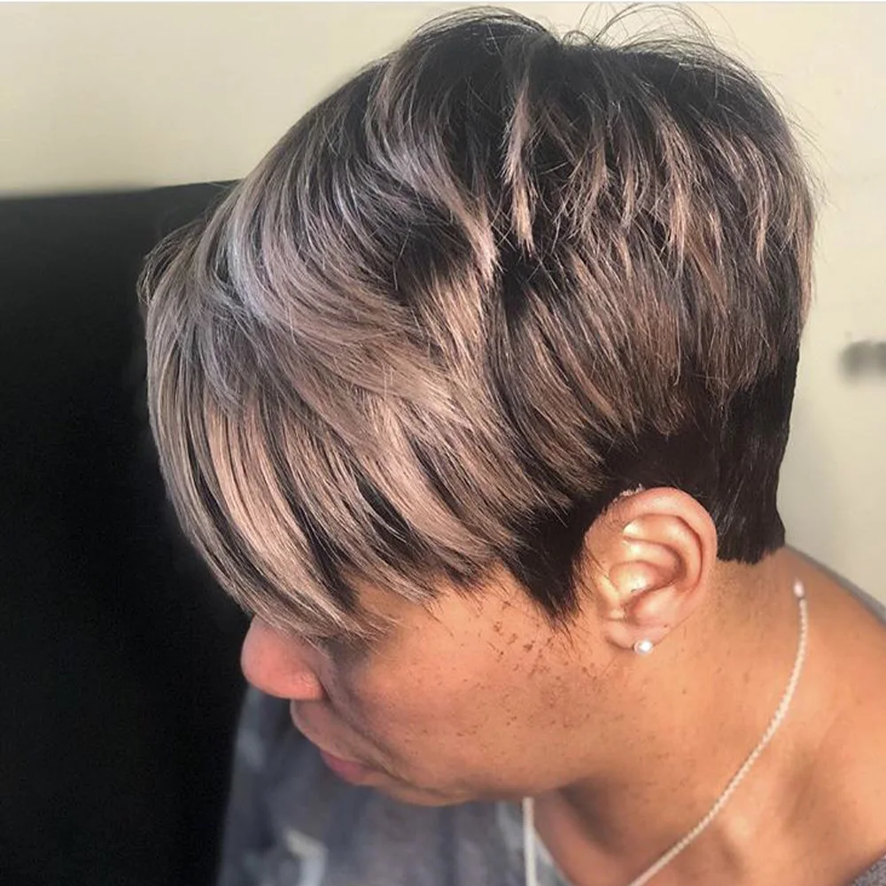 شعر مستعار بقص عابث مع الانفجارات أسود أشقر مختلط 1B/27 طبقات شعر بشري ريمي برازيلي مصنوع آليًا بالكامل #2