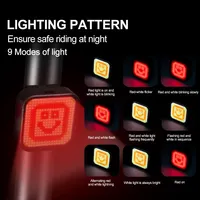 Bicycle Taillight Palm Smiley Face Love Style Cycling Safety Night Bike Warn Rear Light Multifunctional 9 Lighting Modes
