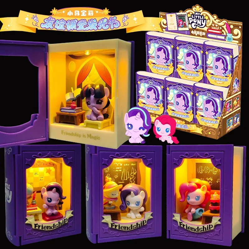 My Little Pony Freundschaftsklasse Leuchtbuch Blind Box Spielzeug Geschenk Leuchtende Mini-Szene Zauberbuch Spielzeug Sammlerstück Kinderspielzeug