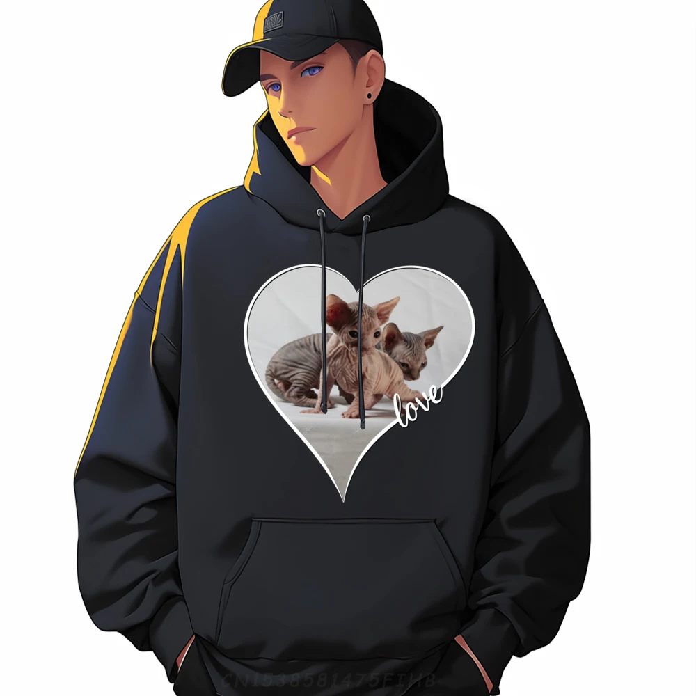 I Love My Sphynx Hairless Cat Kitten Pet Lover Mens Designer Hoodies Summer High Quality Oversized