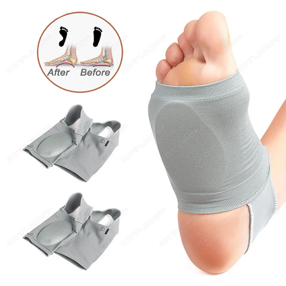 Bandage Arch Support Sports Foot Pad Flat Arch Collapse Support Orthotic Pad Valgus Pedis Padded Silicone Elastic Bandage Socks