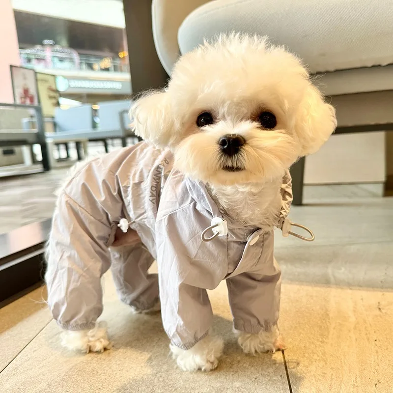 Reflective Dog Raincoat Waterproof Dog Rain Jacket Coat Clothes Small Medium Dogs Hoodies Jumpsuit Raincoats French Bulldog