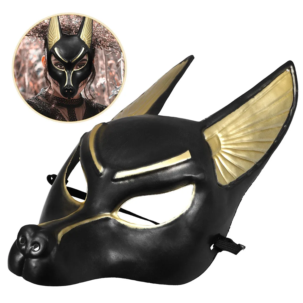 

2pcs Anubis Unique Design Lightweight Costume Adjustable Elastic For Halloween Cosplay Masquerade Party Decorative Mask Scary