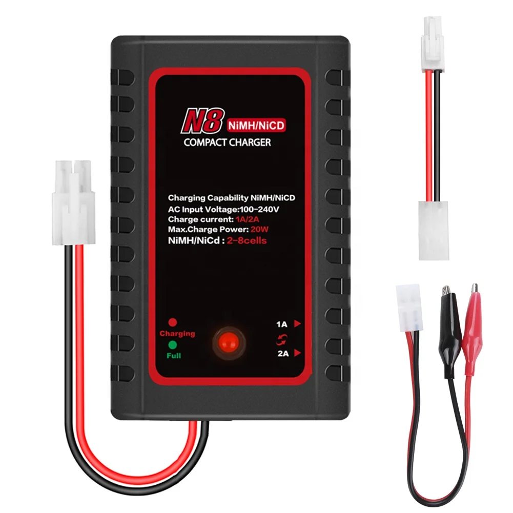 Chargeur de batterie HTRC N8 110-240V 2A 20W AC chargeur RC Compact pour 2-8S Nimh Nicd pour pièces d'avion RC