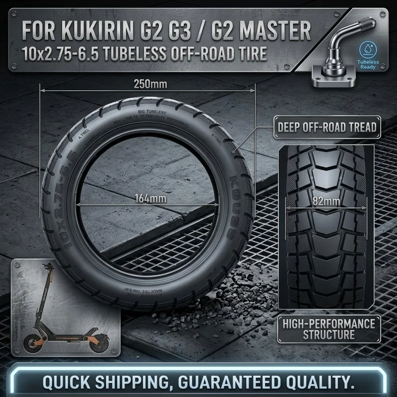 

10x2.75-6.5 Tubeless Off-Road Tire for Kukirin G2 G3 / G2Master, All-Terrain Puncture-Proof Vacuum Tire,Replacement Scooter Tire