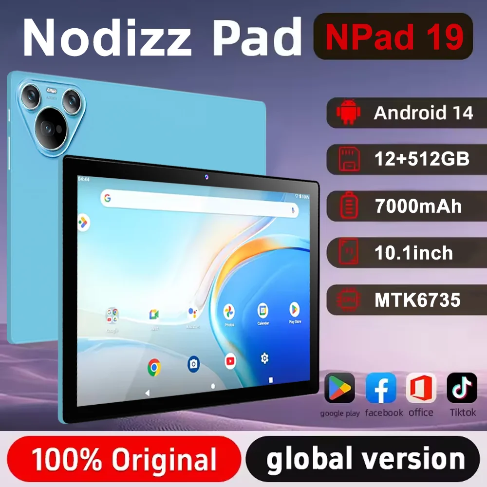 

Npad19 Game/Working Tablet 12+512GB 10.1'' FHD+ Display 6000mAh Battery Android 14.0 WIFI 2.4G+WIFI 5G 800*1280 Tablet Pad PC