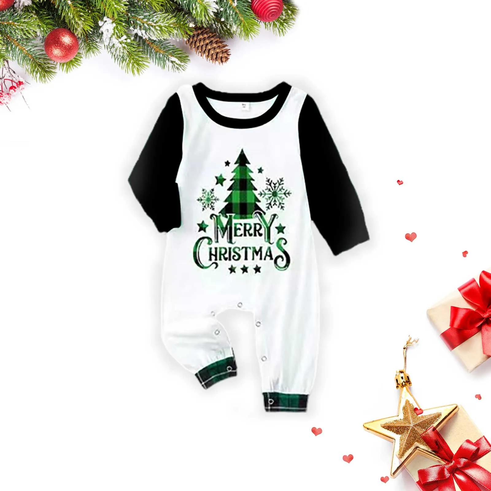 Family Matching Outfits Christmas Trees Baby Pajamas Set Printed Casual Loose Home Clothes Long Sleeve Parent-Child Clothing