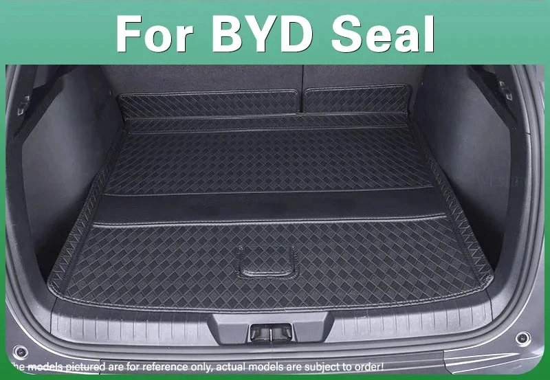 

Коврик в багажник автомобиля для BYD Seal EV 2024 2025 DMI, поднос для багажника, водонепроницаемая нижняя защитная накладка, аксессуары для салона автомобиля
