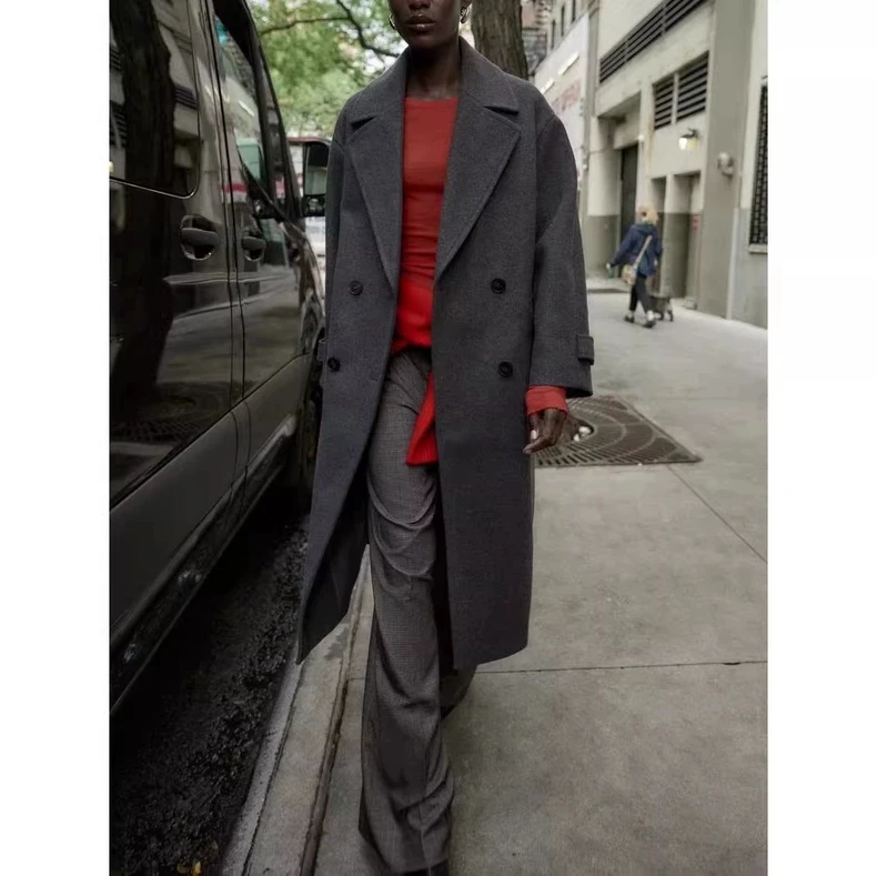 

Faionable Свободное мягкое новое осеннее пальто Женская одежда Универсальная верхняя одежда Двубортное пальто Ele Sle Long Sve