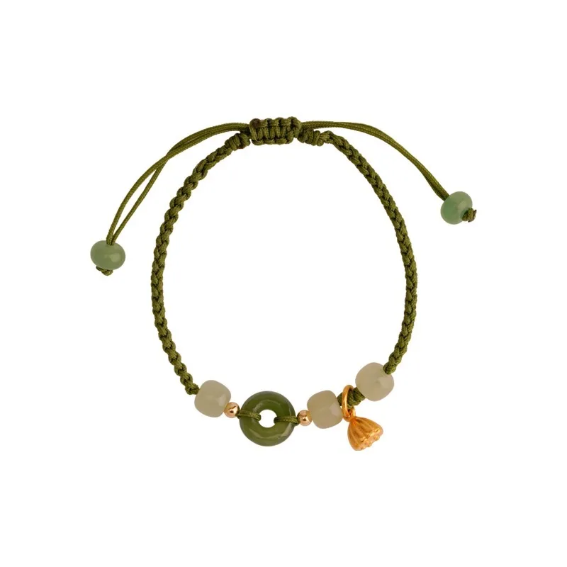 2026 New Natural Hetian Jade Blue Jadeite Peace Buckle Bracelet Delicate Niche Design Bestie Birthday Gifts