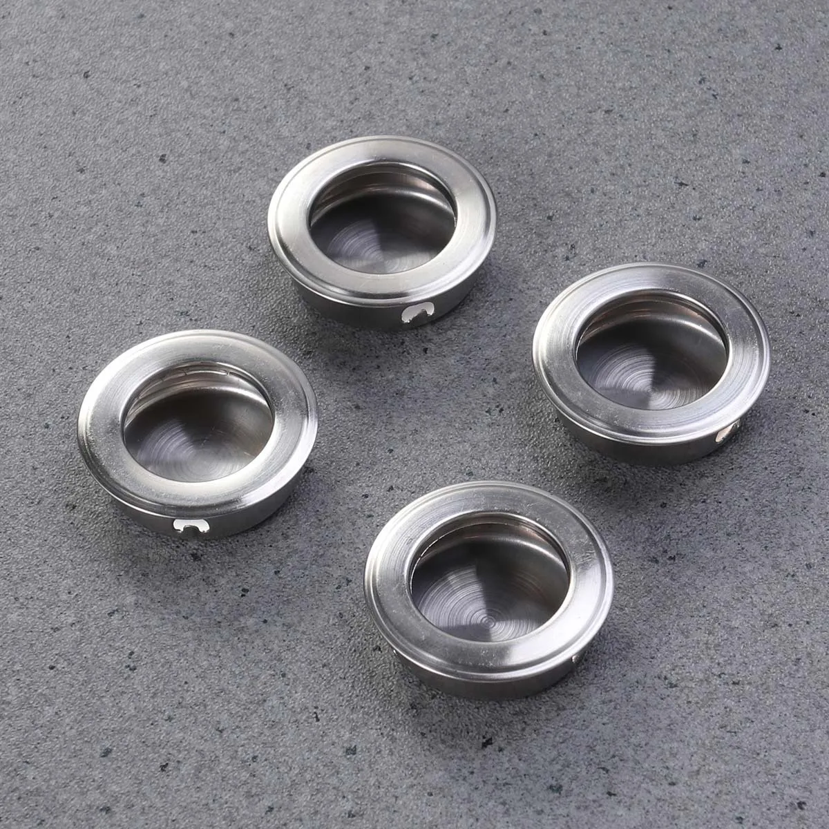 

4pcs 35Mm Stainless Steel Flush Pull Handle Brushed Silver Round Cabinet Door Drawer Pull Recessed Sliding Door Hardware