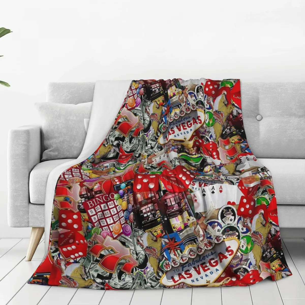 Gamblers Delight - Las Vegas Icons Blanket Flannel Portable Sofa Throw Blankets For Couch Bedding Office Throws Bedspread Quilt