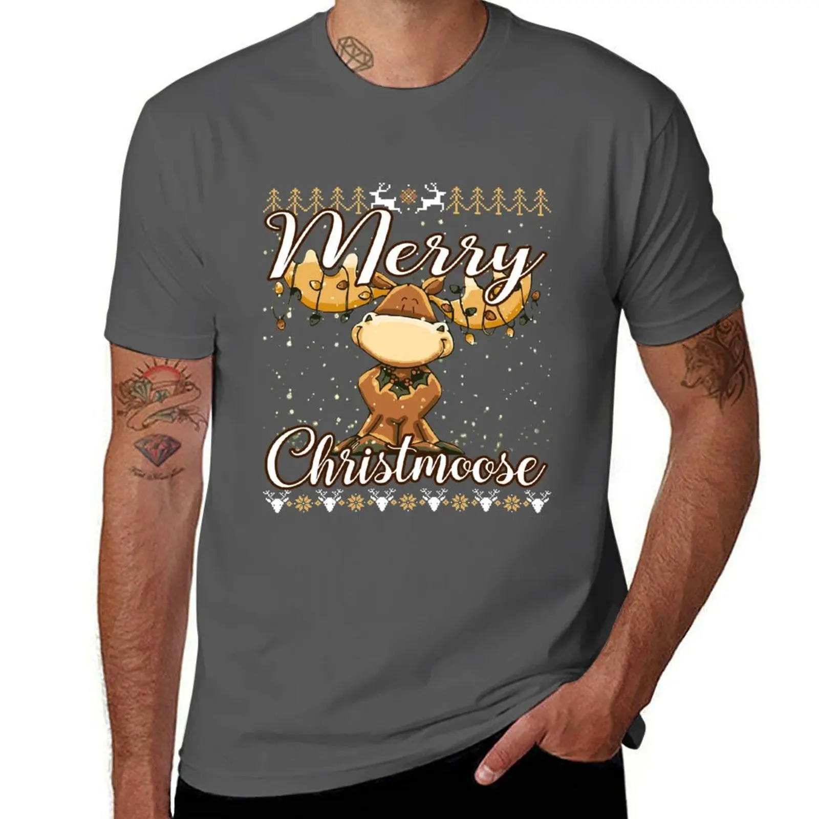 

Christmas Moose Merry Christmoose T-Shirt Plus Size Street Style Tee