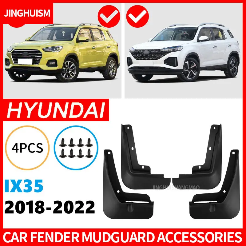 Mud Flaps Auto Accessories Black Mudguards Exterior Car Modification Splash Guards for Hyundai Ix35 2018-2022 Tire Mud and Dirt