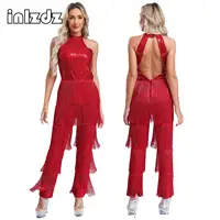 Traje de baile latino para mujer, pantalones con flecos, mono completo, mono de salón con borlas, ropa de Tango Cha-Cha Samba