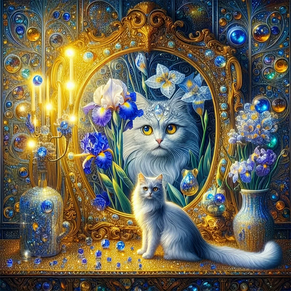 EverShine Diamant-Mosaik Katzenbild Strass-Stickerei Tier Vollquadratisches Diamantmalerei-Bastelset Heimdekoration