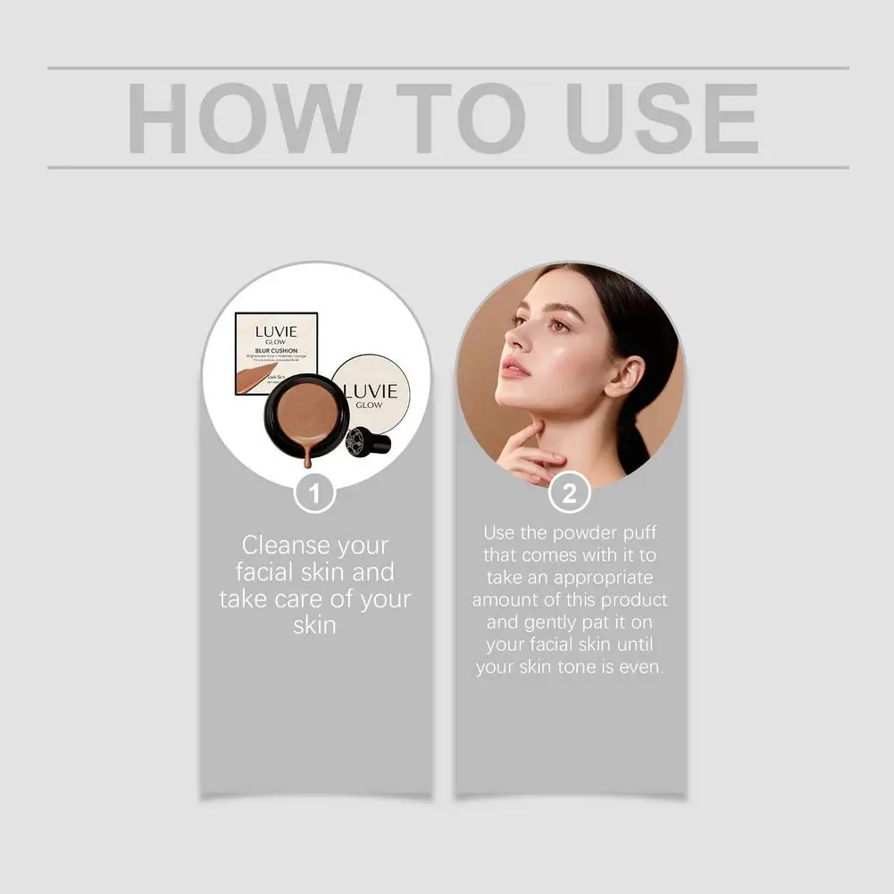 Corrector facial largo con tono uniforme de piel, cojín de aire con cabeza de seta, crema CC, corrector de piel hidratante y brillante, maquillaje duradero