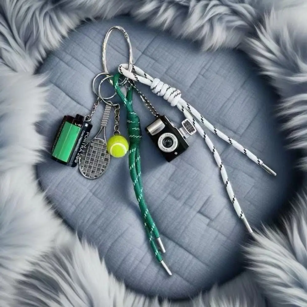 

Creative Camera Braided Lanyards Keychain Tennis Kettle Car Keychain Ornament Decoration Bag Pendant Gift