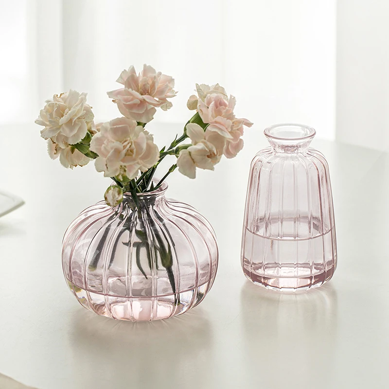 Modern Flower Bottle Mini Transparent Glass Vase Flowers Transparent Bud Vase Living Room Plants Decor Table Desktop Ornaments