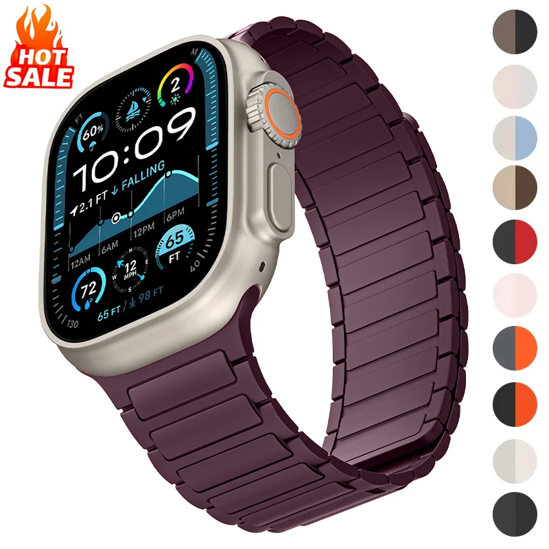 Magnetic Strap for Apple Watch Ultra 4 3 2 49mm 46mm 42mm 45mm 41mm 44mm Silicone Band Bracelet for IWatch Serieis 12 11 10 9 8
