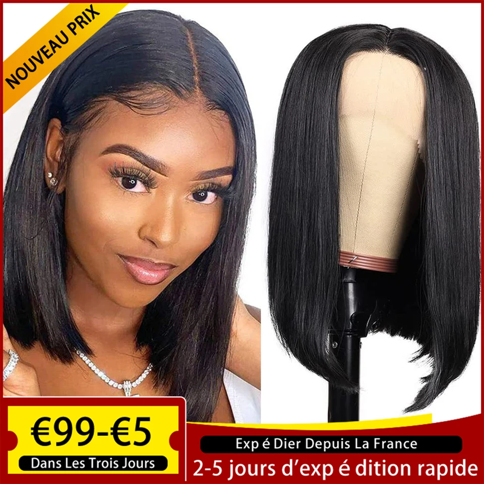 Straight BOB Human Hair Wig Short Brazilian Human Hair Wig 13x4 Transparent Lace Frontal Wig 4x4 Bob Wig Natural Hair Wigs For Women Pre Plucked Natural Hairline