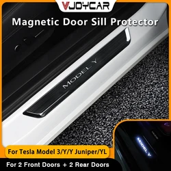 New Wireless LED illuminated Pedal Magnet Car 4xDoor Sills Protector Model 3 Y Door Edge Protectors For Tesla New Y Juniper YL