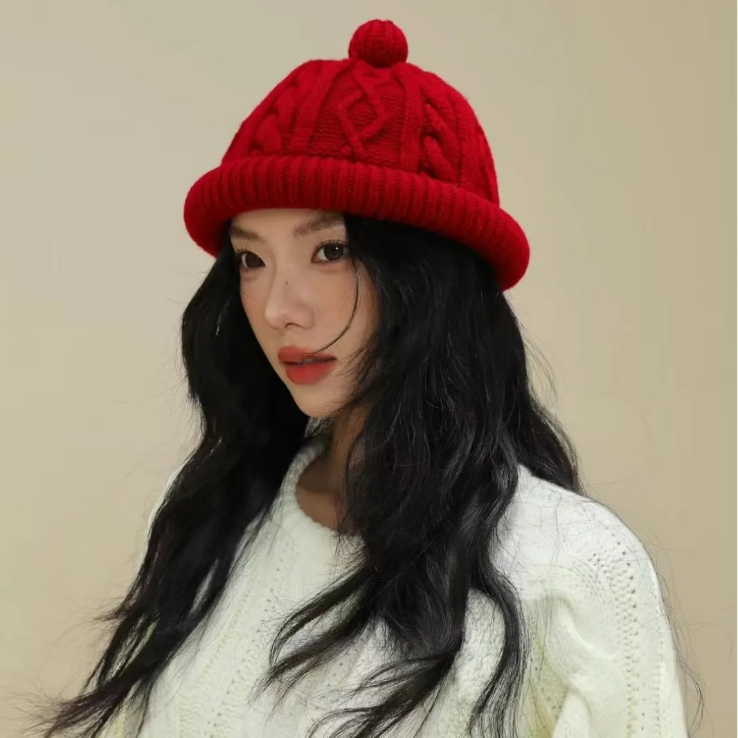 

Японская ретро милая витая шапка из 100% шерсти, женская осенне-зимняя теплая высококачественная шерстяная вязаная шапка без полей