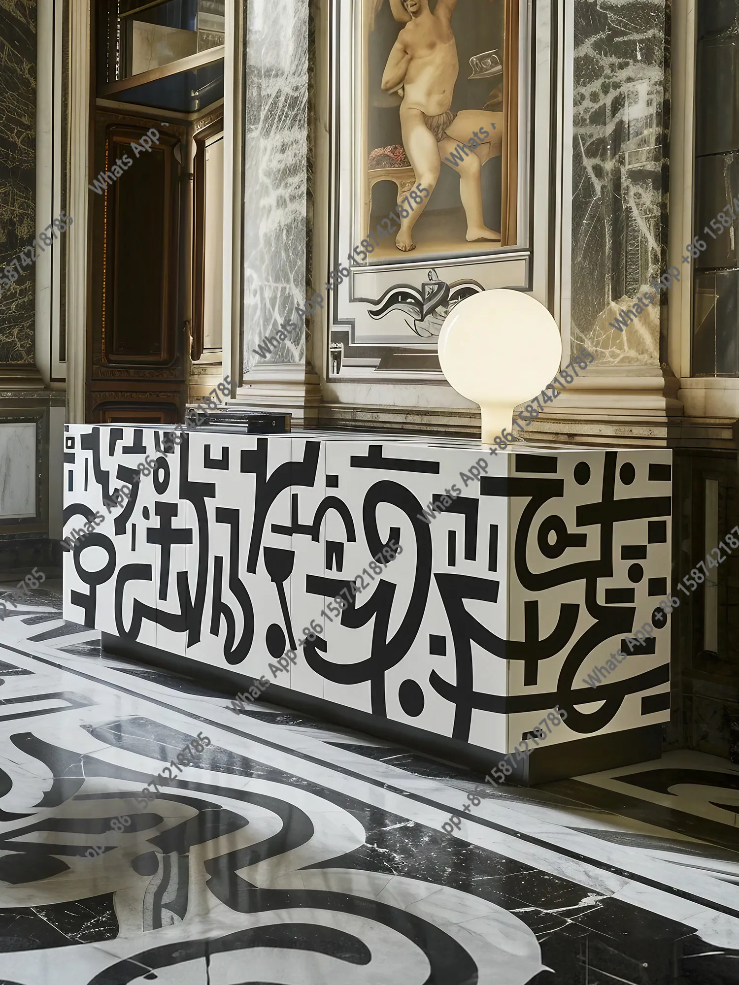 Nordic modern Italian porch cabinet design art graffiti TV cabinet floor cabinet aesthetics decorative side
