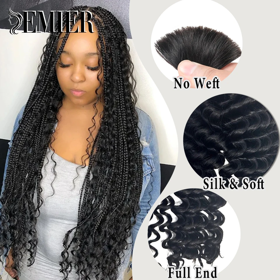 1/3 حزم تجديل الشعر البشري لضفائر بوهو 16-26 بوصة الطبيعية الأسود البرازيلي ريمي موجة عميقة السائبة الشعر البشري للتضفير #5