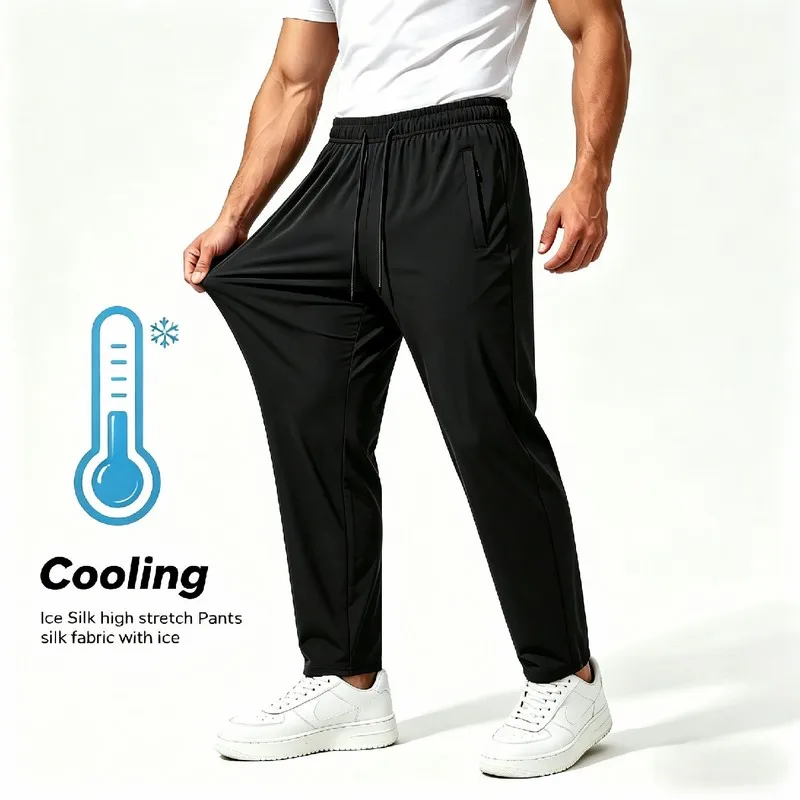 Pants Sport Men New Ice Silk Men's Summer Sports Casual Football Gym Man Fishing Sportswear Mens Joggers Training Jogger Pants