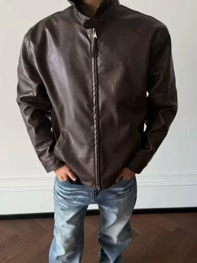 

Мужская свободная повседневная одежда в стиле ретро в американском стиле Jaet, осенняя новинка Faion, брендовая застежка-молния, длинная све, чистый цвет