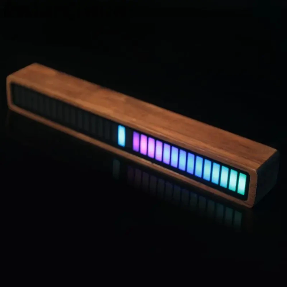 

Solid Wood Bluetooth Voice Control Pickup Rhythm Lights Music Spectrum LED RGB Car Atmosphere Audio Level Indicator