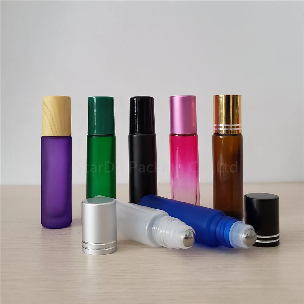 10ml Portable Glass Roller Rollerball Essential Oil Bottles Mist Container Travel Refillable Bottle  Multicolor 100pcs/lot